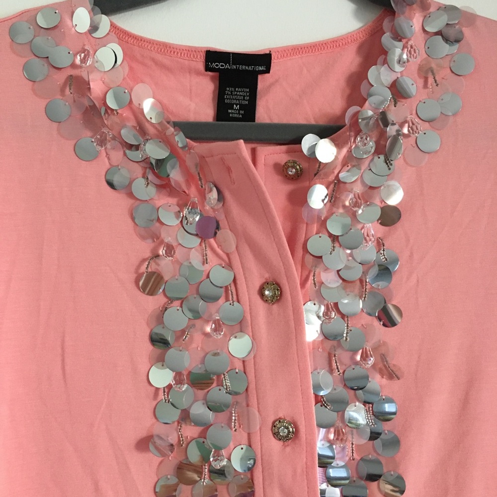 EUC Preppy pink beaded cardigan - Picture 2 of 6